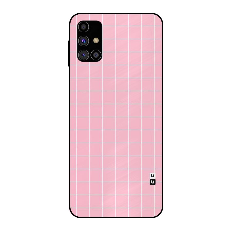 Pink Checks Metal Back Case for Galaxy M31s