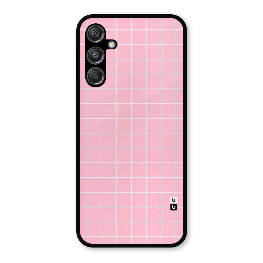 Pink Checks Metal Back Case for Galaxy M34 5G