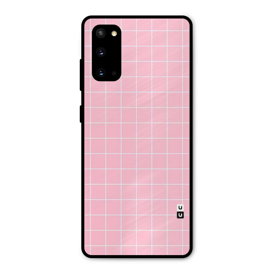 Pink Checks Metal Back Case for Galaxy S20