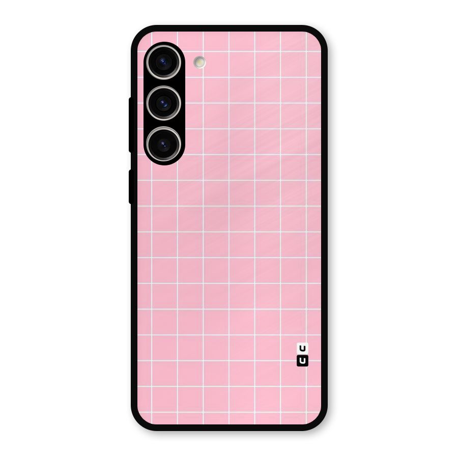 Pink Checks Metal Back Case for Galaxy S23 Plus