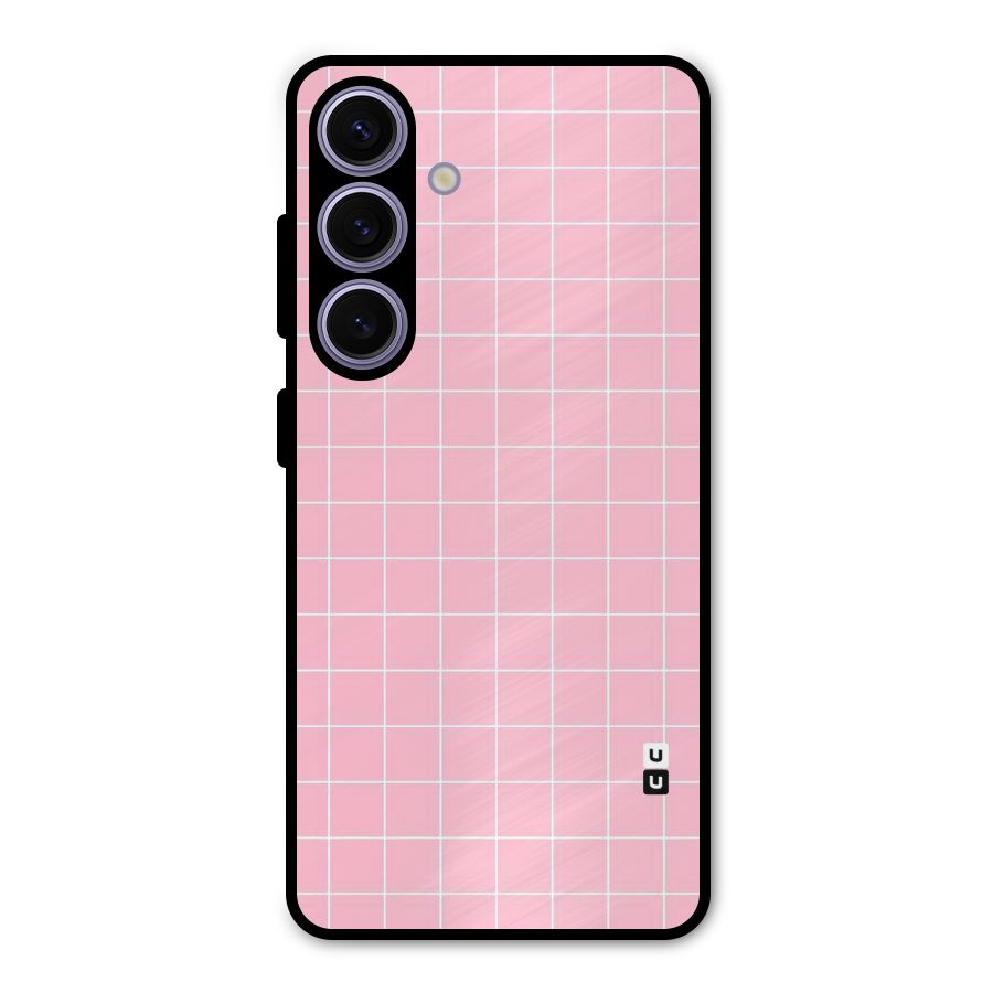 Pink Checks Metal Back Case for Galaxy S24