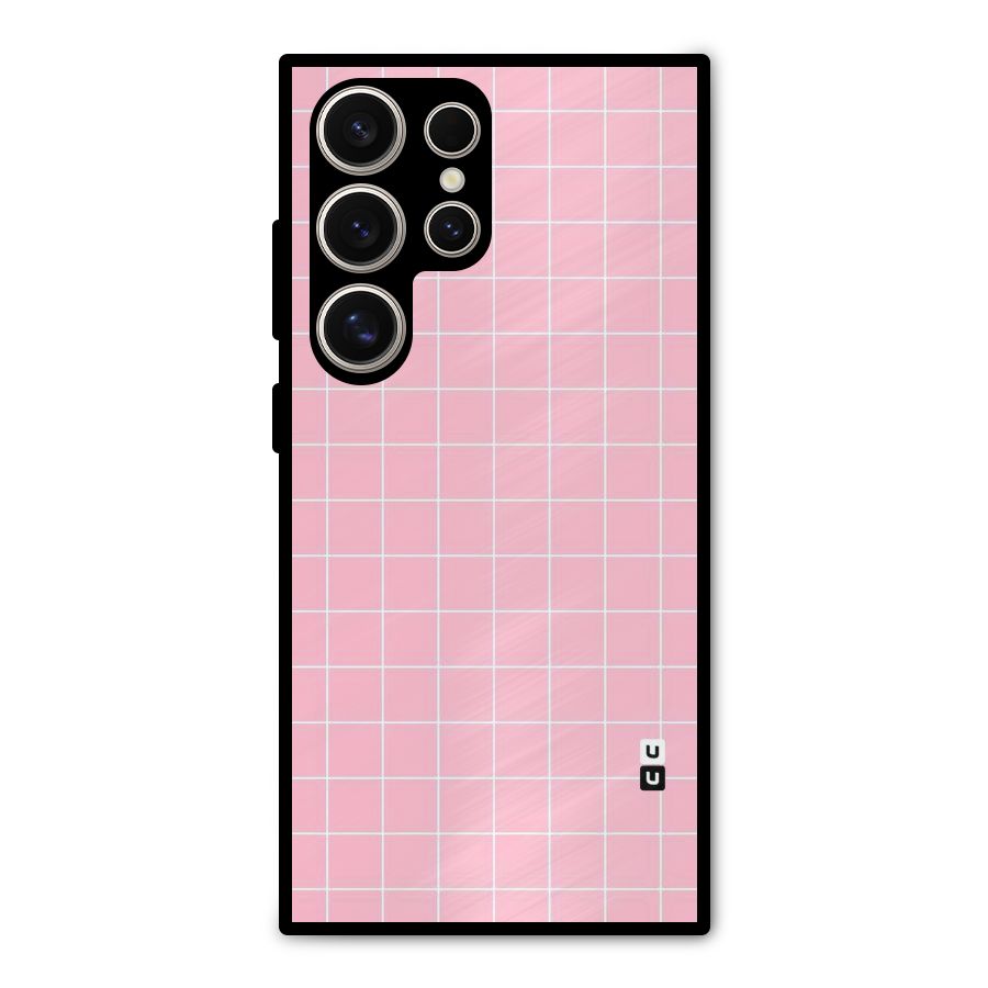 Pink Checks Metal Back Case for Galaxy S24 Ultra