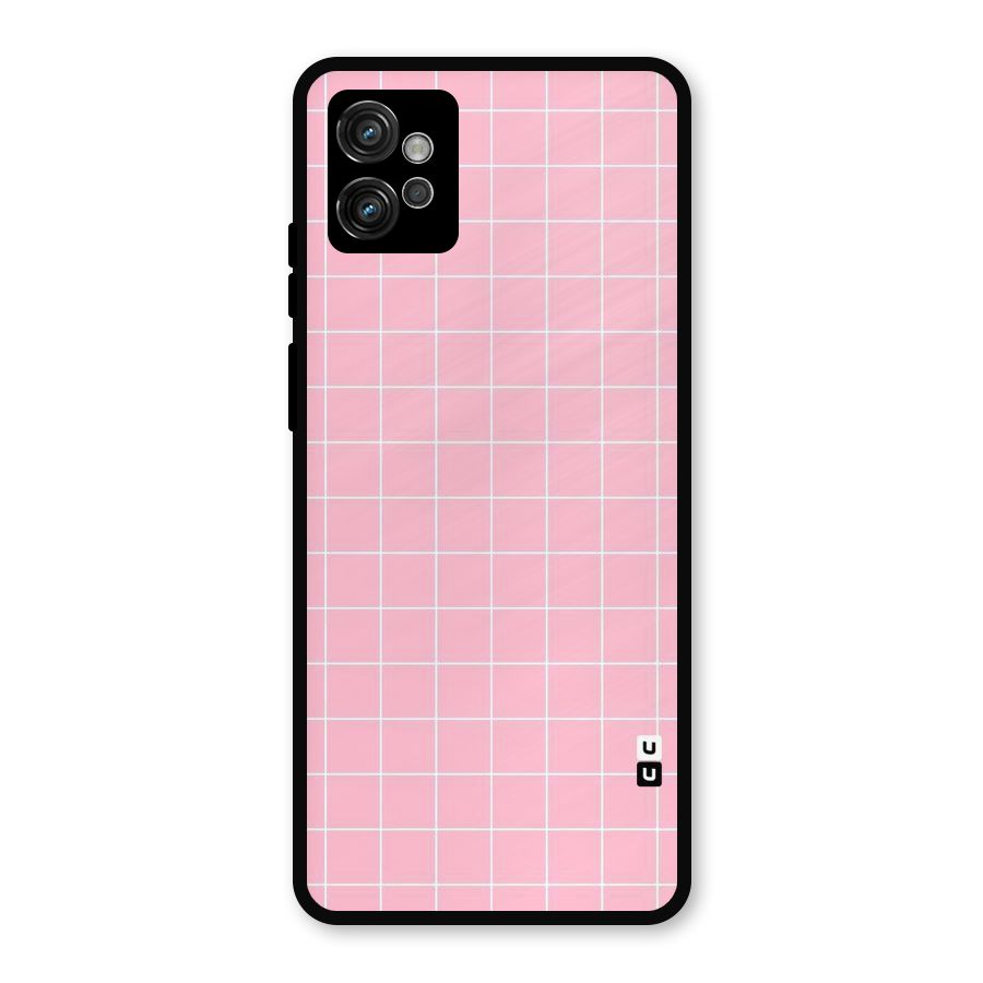 Pink Checks Metal Back Case for Moto G32
