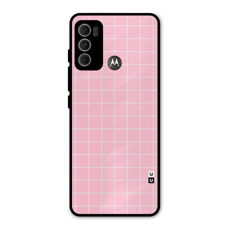 Pink Checks Metal Back Case for Moto G60