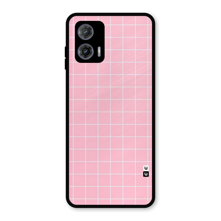 Pink Checks Metal Back Case for Moto G73