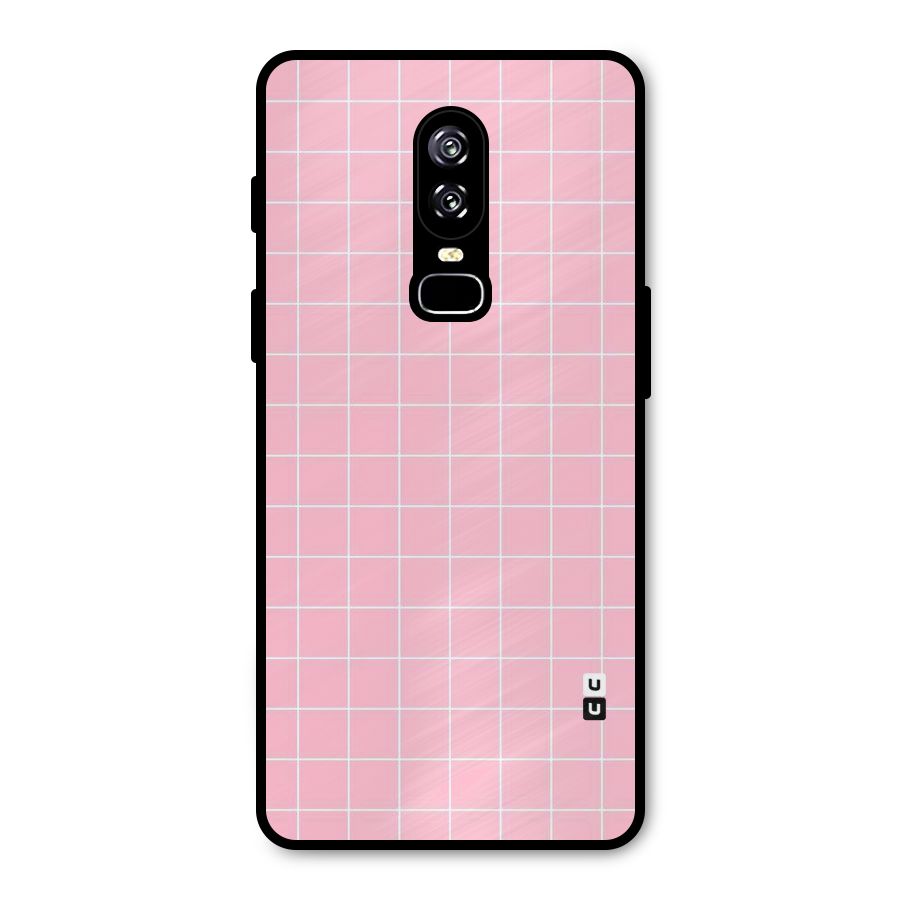 Pink Checks Metal Back Case for OnePlus 6