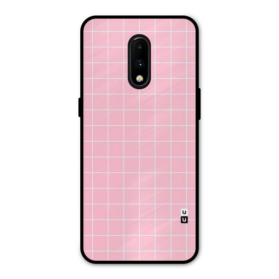 Pink Checks Metal Back Case for OnePlus 7