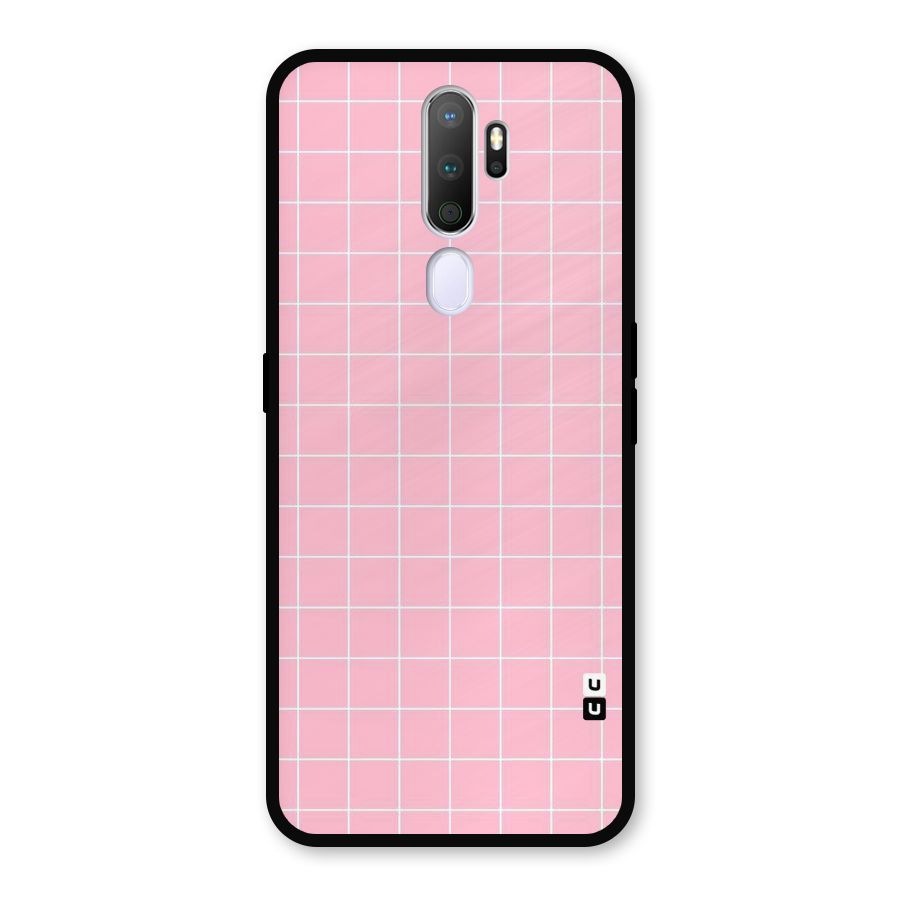 Pink Checks Metal Back Case for Oppo A9 (2020)