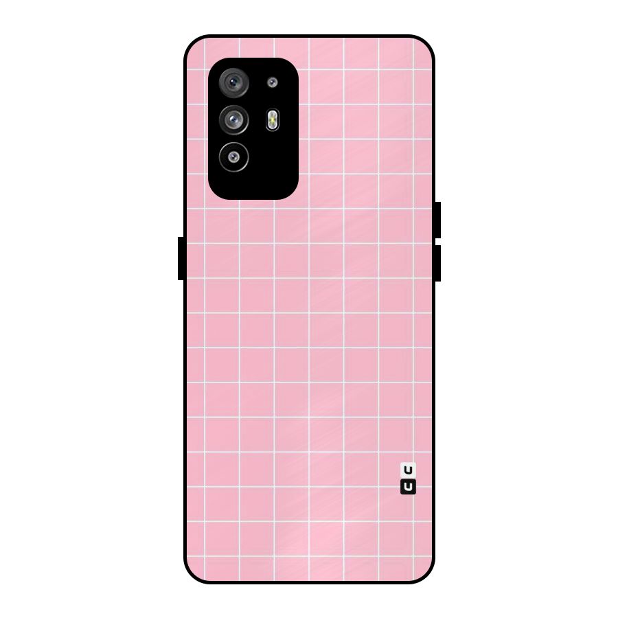Pink Checks Metal Back Case for Oppo F19 Pro Plus 5G