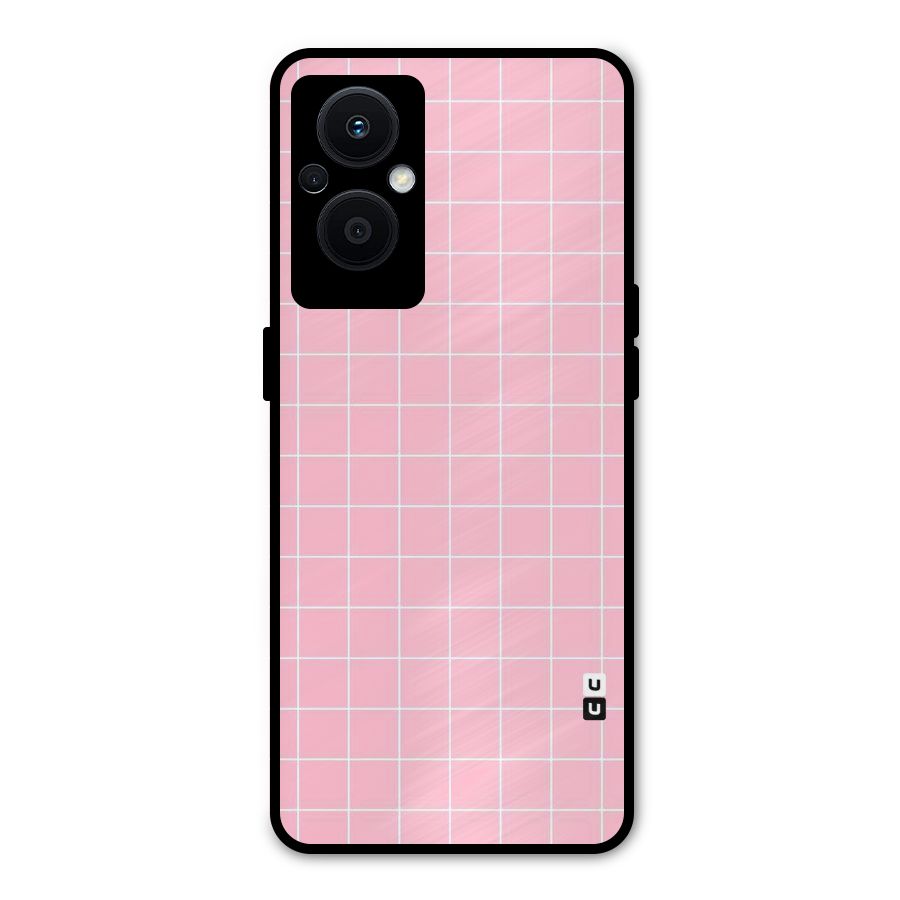 Pink Checks Metal Back Case for Oppo F21 Pro 5G