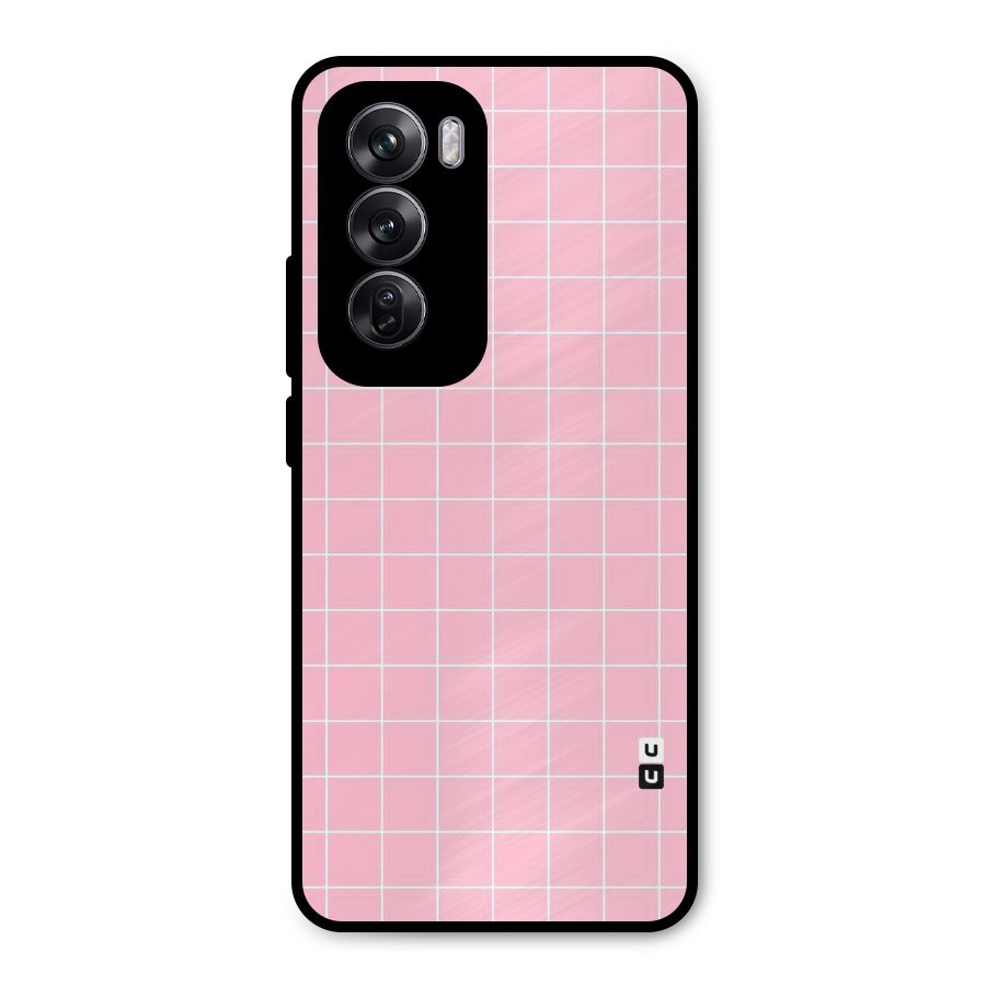 Pink Checks Metal Back Case for Oppo Reno12 Pro