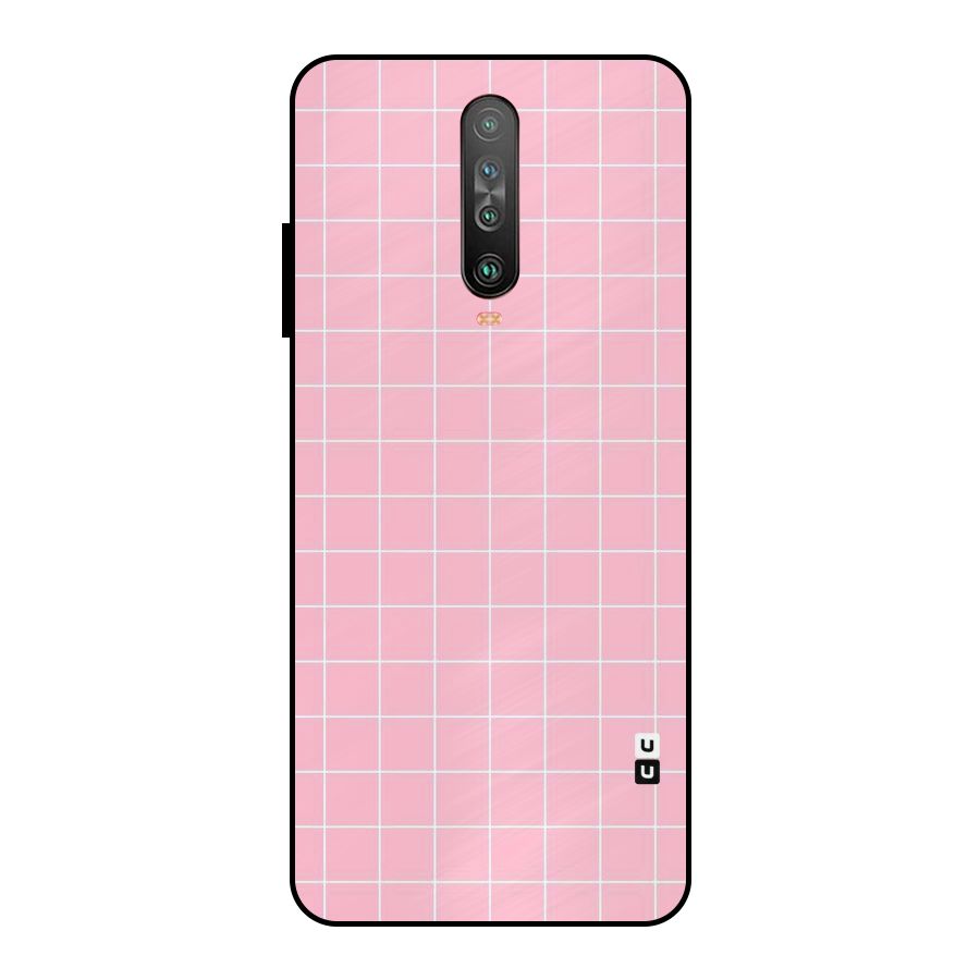 Pink Checks Metal Back Case for Poco X2