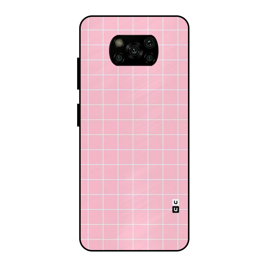 Pink Checks Metal Back Case for Poco X3