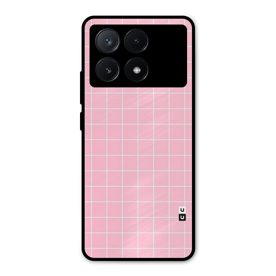 Pink Checks Metal Back Case for Poco X6 Pro