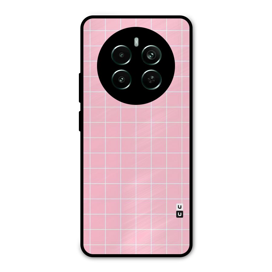 Pink Checks Metal Back Case for Realme 12 Pro Plus