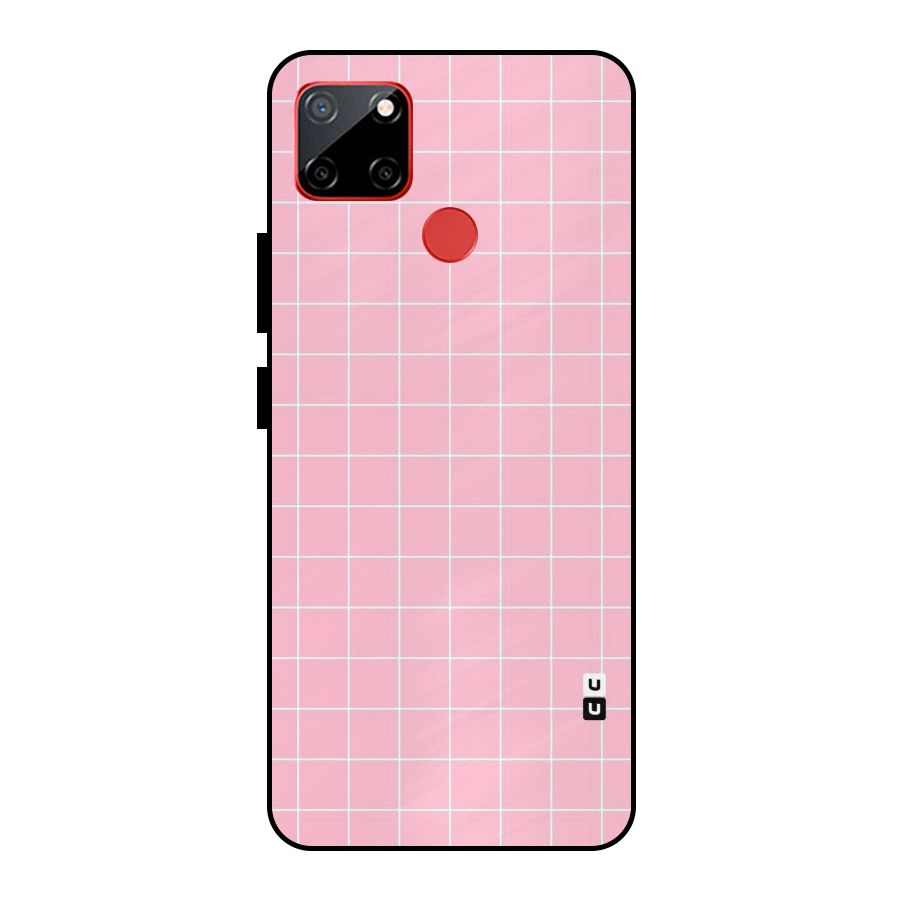 Pink Checks Metal Back Case for Realme C12