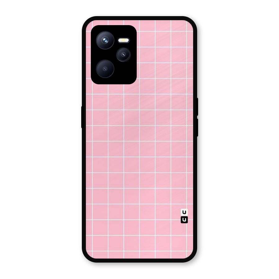 Pink Checks Metal Back Case for Realme C35