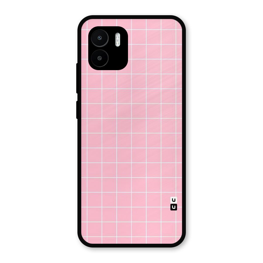Pink Checks Metal Back Case for Redmi A2