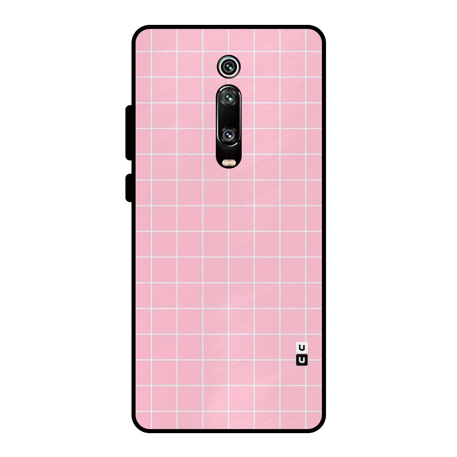 Pink Checks Metal Back Case for Redmi K20