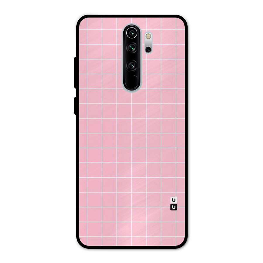 Pink Checks Metal Back Case for Redmi Note 8 Pro