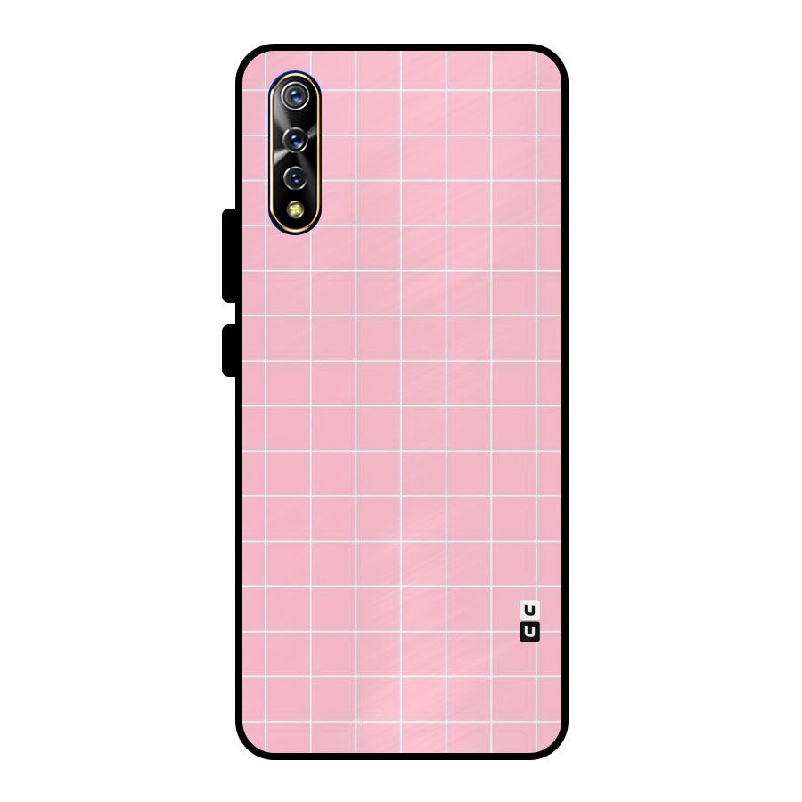 Pink Checks Metal Back Case for Vivo S1