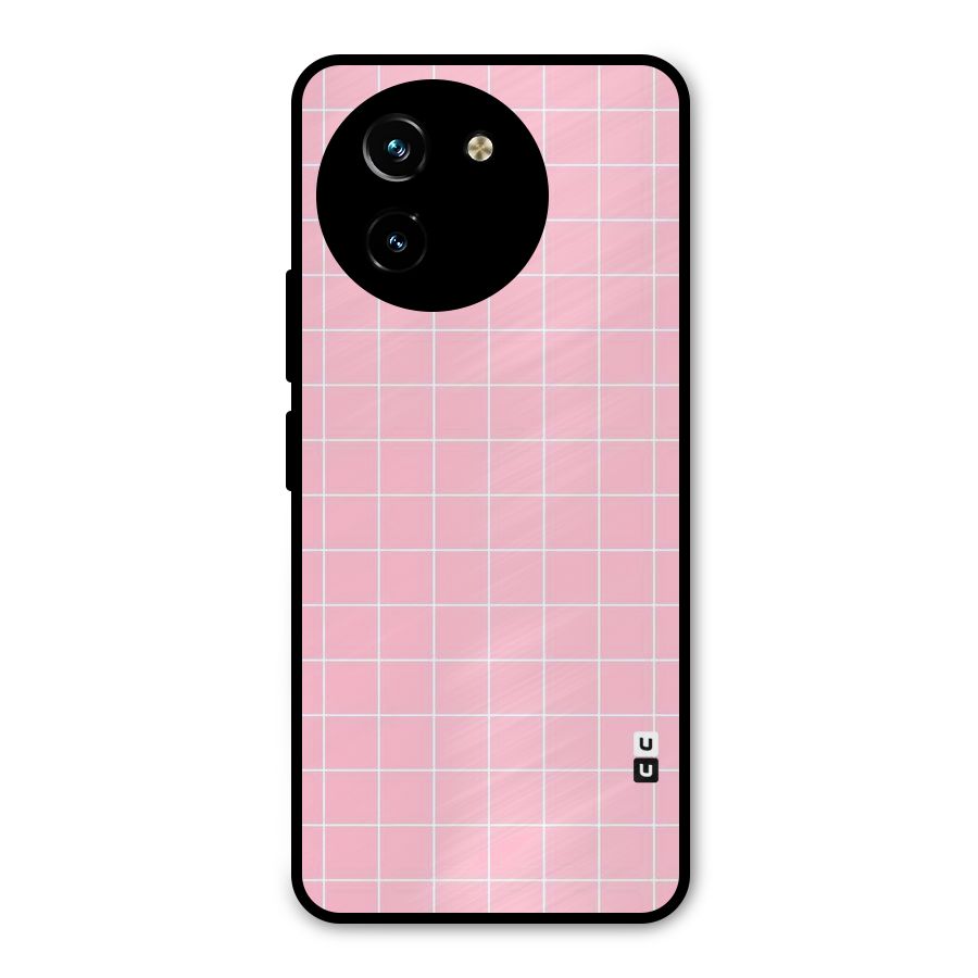 Pink Checks Metal Back Case for Vivo T3x