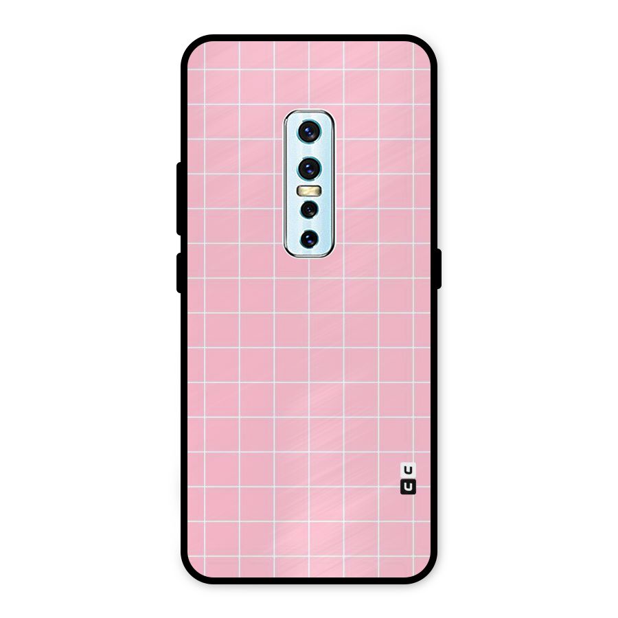 Pink Checks Metal Back Case for Vivo V17 Pro