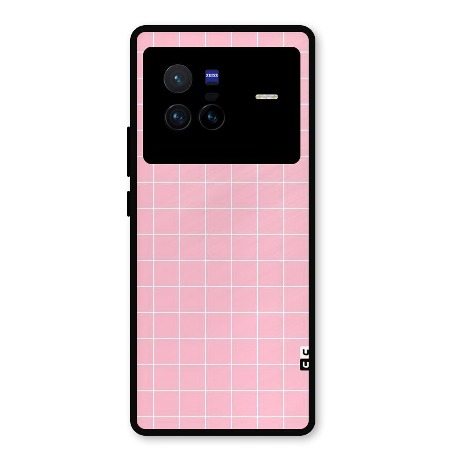 Pink Checks Metal Back Case for Vivo X80