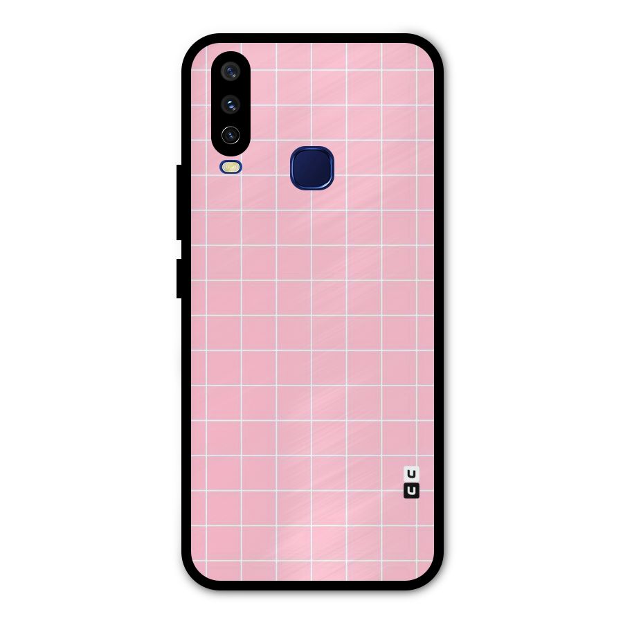 Pink Checks Metal Back Case for Vivo Y15