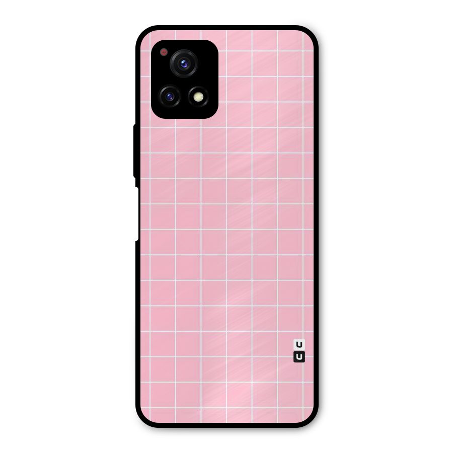 Pink Checks Metal Back Case for Vivo Y72 5G