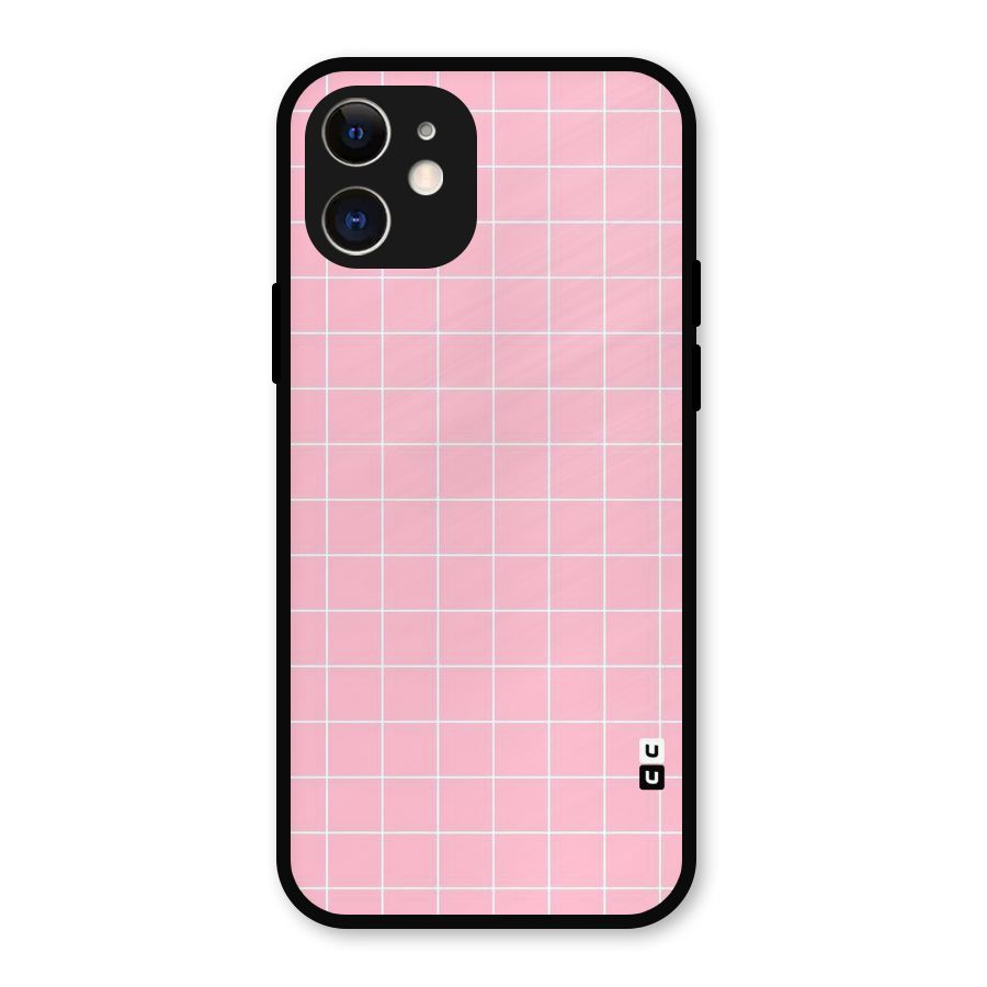 Pink Checks Metal Back Case for iPhone 12