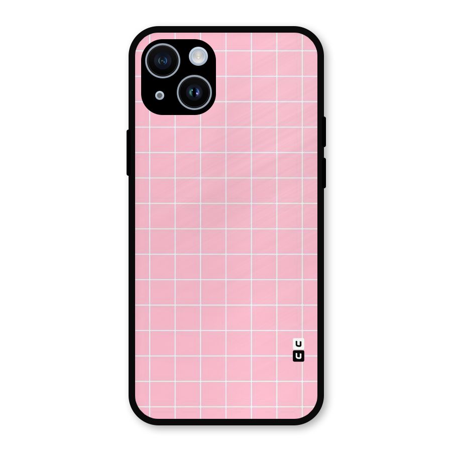 Pink Checks Metal Back Case for iPhone 14
