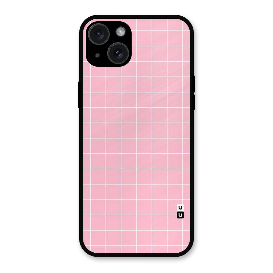 Pink Checks Metal Back Case for iPhone 15 Plus