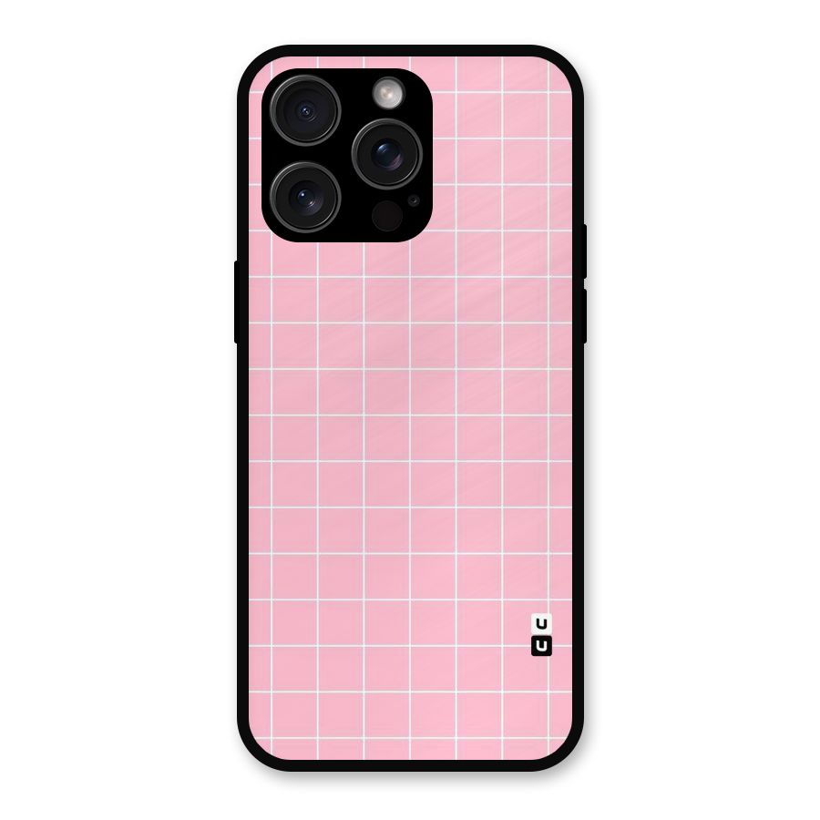 Pink Checks Metal Back Case for iPhone 15 Pro Max