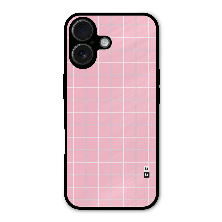Pink Checks Metal Back Case for iPhone 16