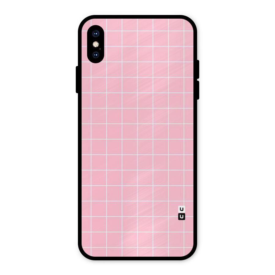 Pink Checks Metal Back Case for iPhone XS Max