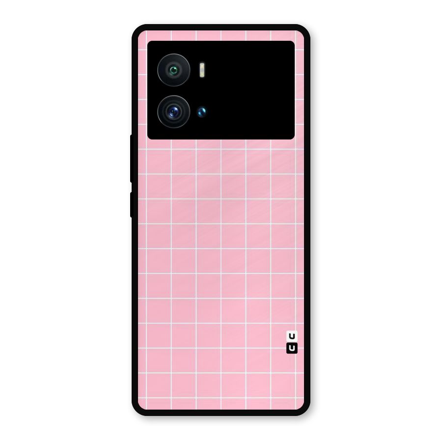 Pink Checks Metal Back Case for iQOO 9 Pro