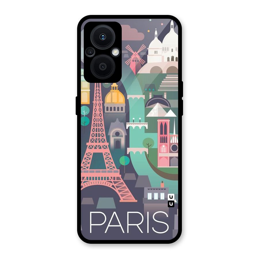 Pink Cute Tower Glass Back Case for Oppo F21s Pro 5G