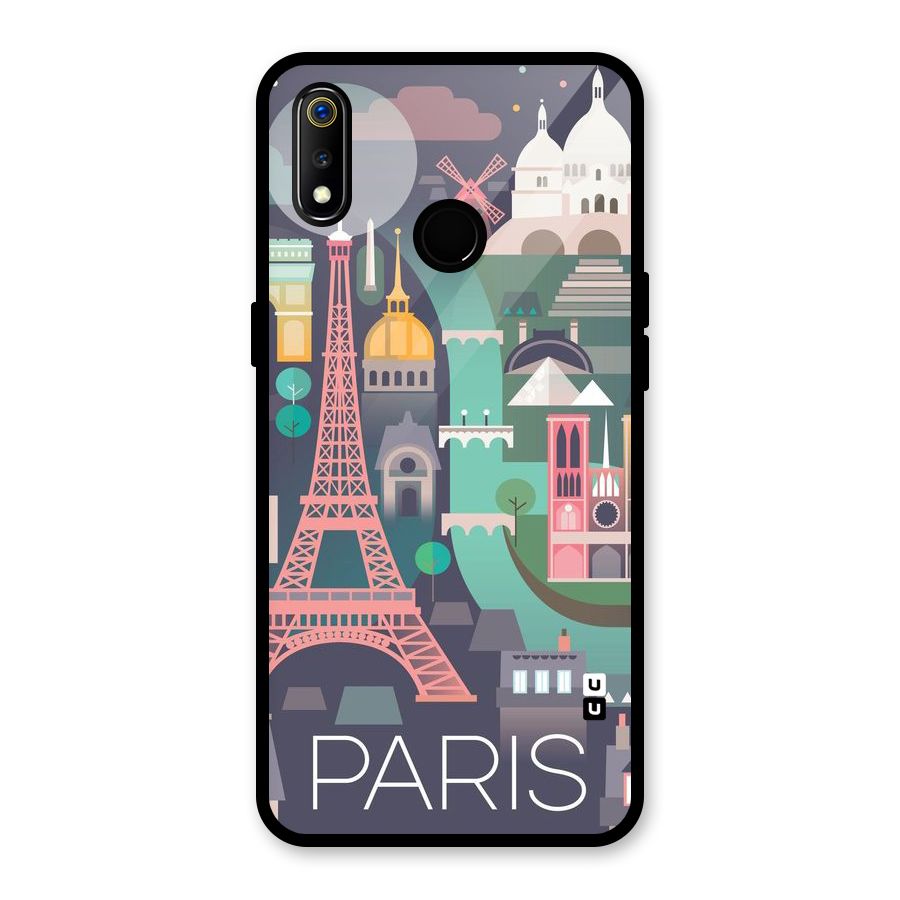 Pink Cute Tower Glass Back Case for Realme 3