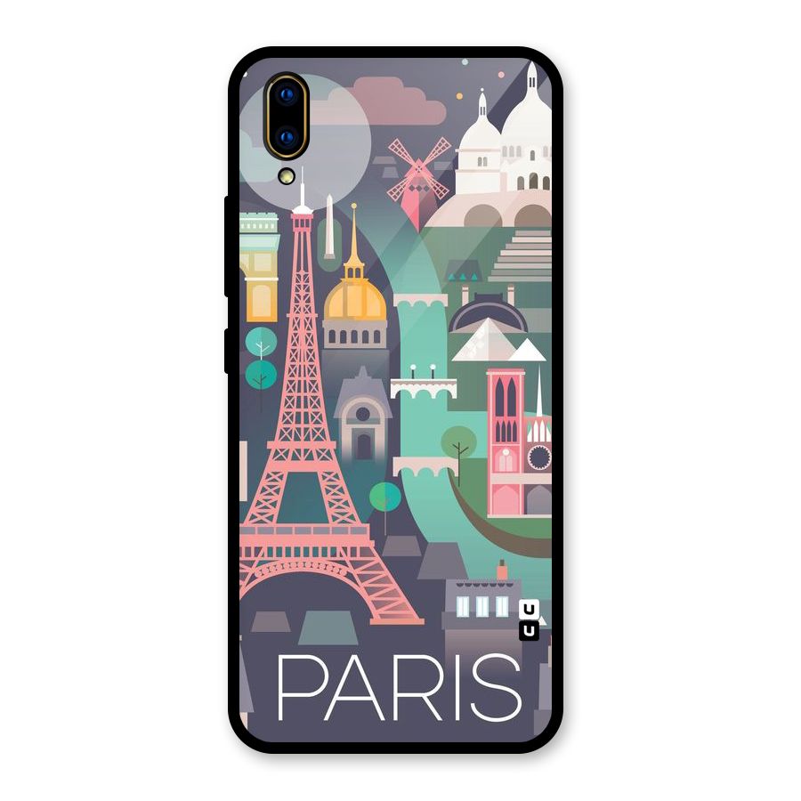 Pink Cute Tower Glass Back Case for Vivo V11 Pro