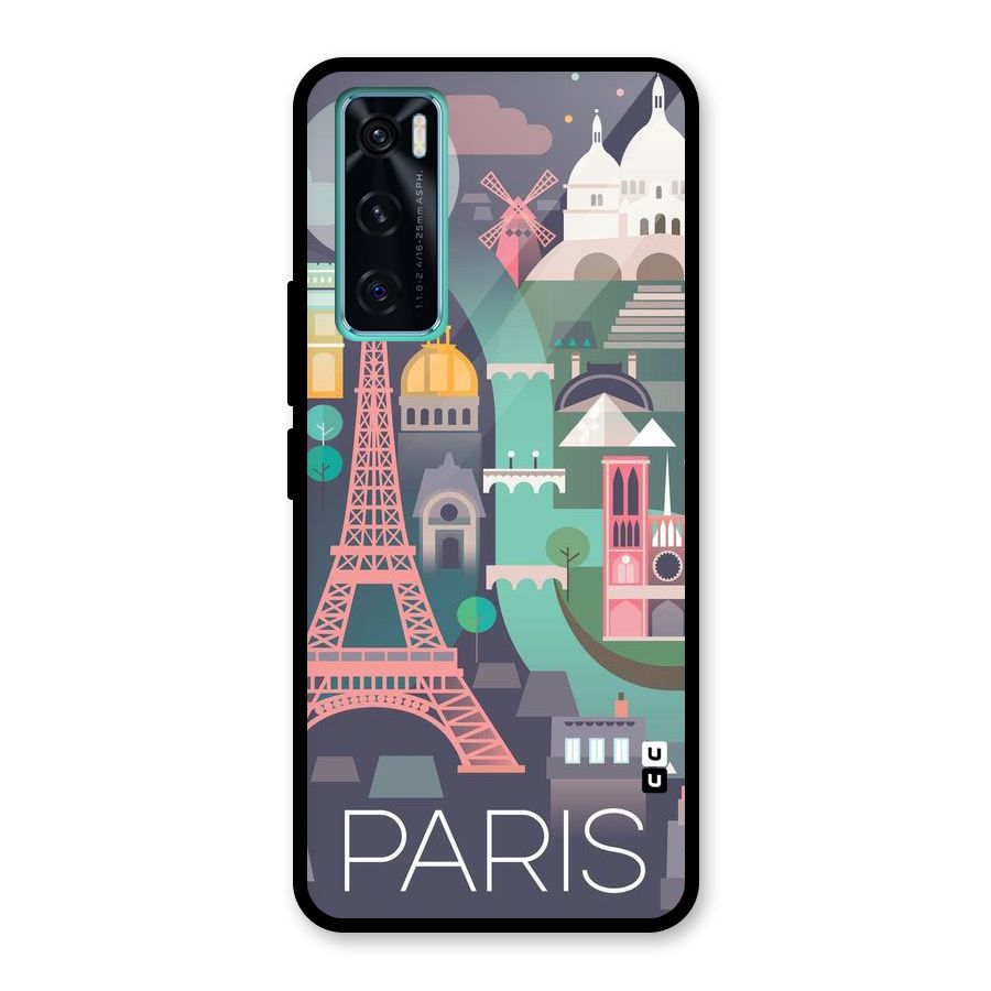 Pink Cute Tower Glass Back Case for Vivo V20 SE