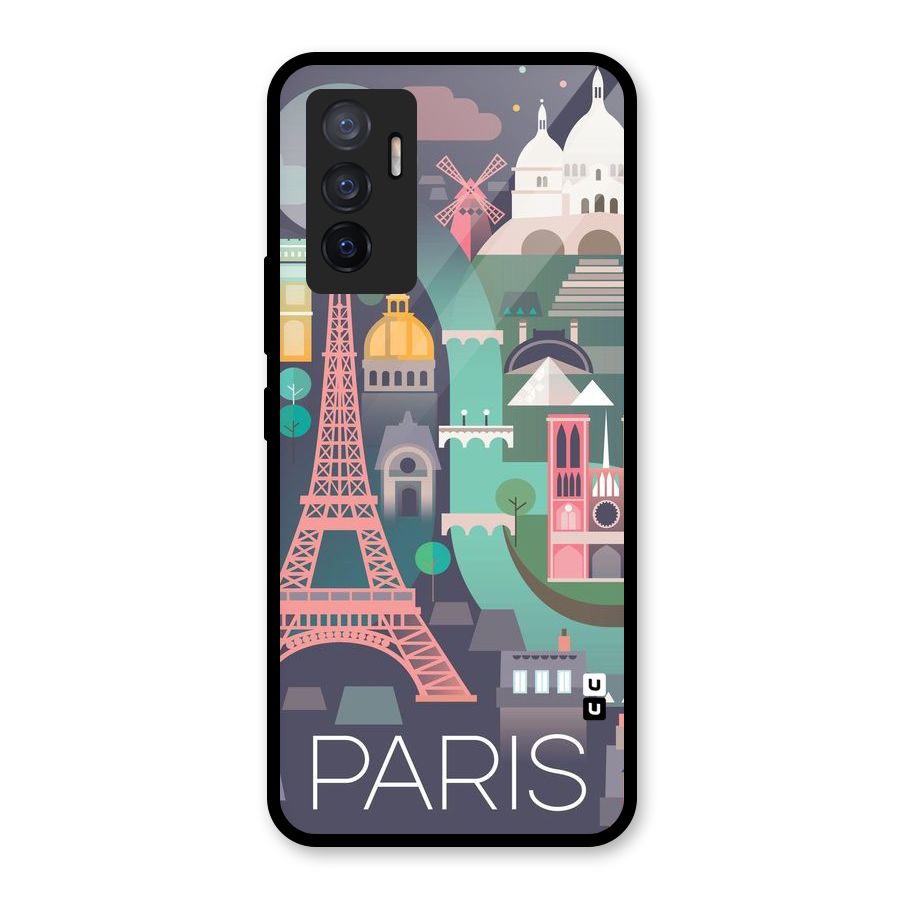 Pink Cute Tower Glass Back Case for Vivo V23e