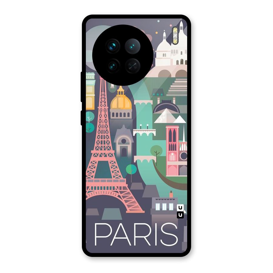 Pink Cute Tower Glass Back Case for Vivo X90
