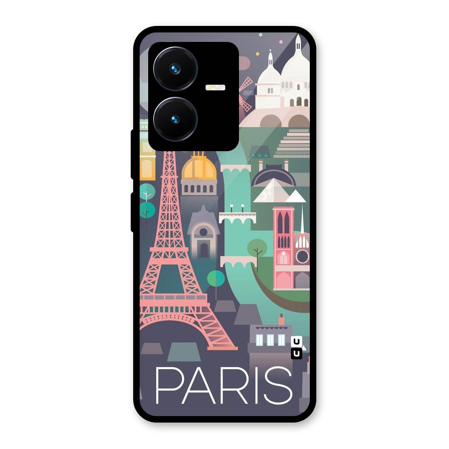 Pink Cute Tower Glass Back Case for Vivo Y22s