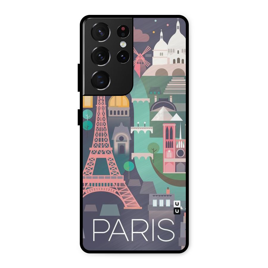 Pink Cute Tower Metal Back Case for Galaxy S21 Ultra 5G