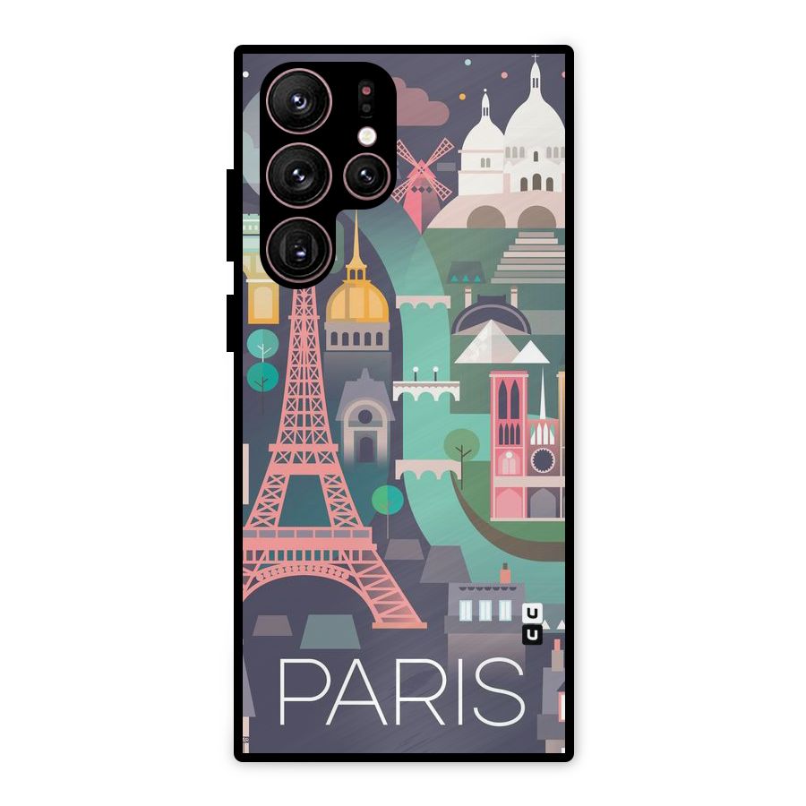 Pink Cute Tower Metal Back Case for Galaxy S22 Ultra 5G