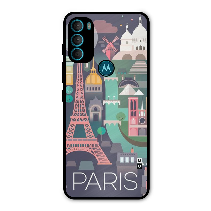 Pink Cute Tower Metal Back Case for Moto G71 5G