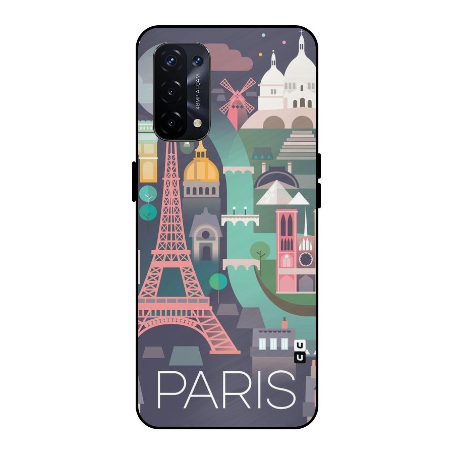 Pink Cute Tower Metal Back Case for Oppo A74 5G