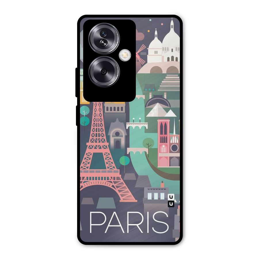 Pink Cute Tower Metal Back Case for Oppo A79 5G