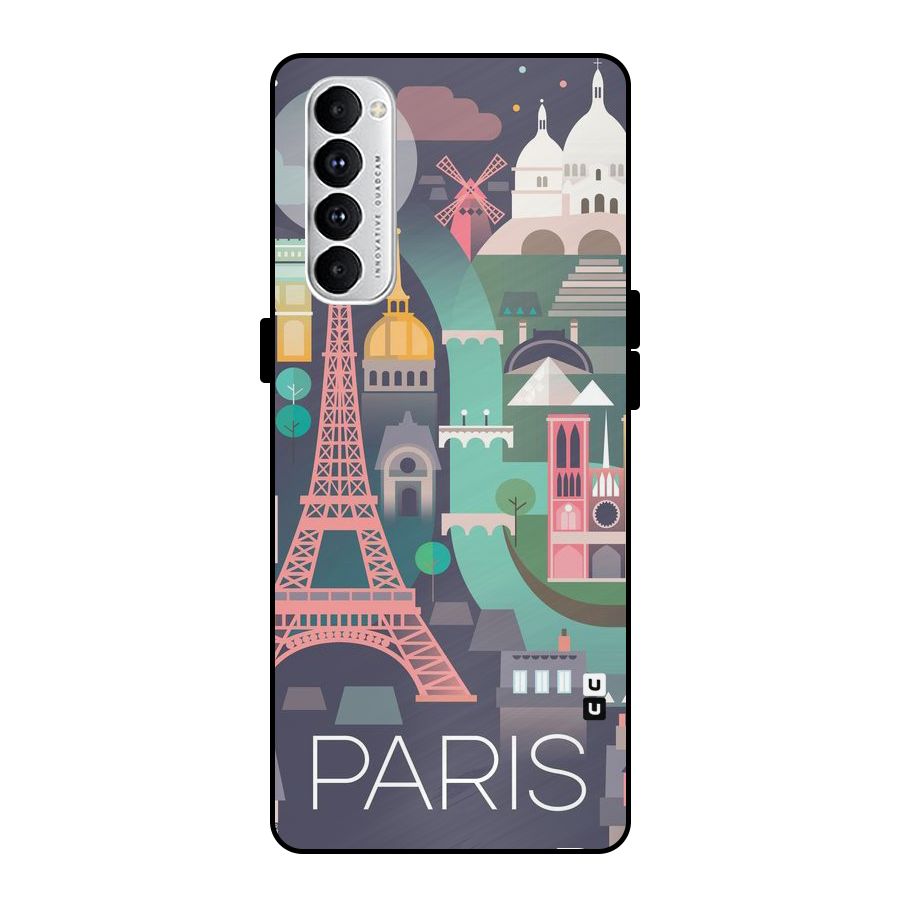 Pink Cute Tower Metal Back Case for Oppo Reno4 Pro